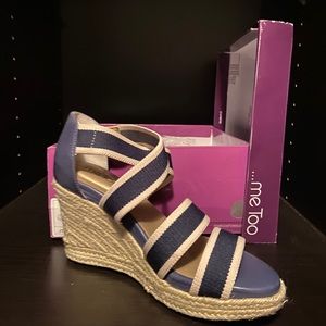 (2/$20) Beautiful Blue Wedge Sandals